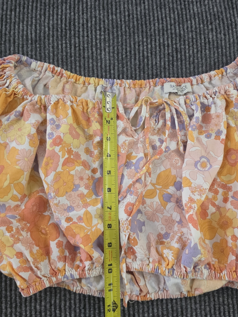 Rachel Zoe Orange Pink Floral Off-Shoulder Crop Blouse - Picture 5 of 6